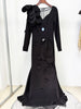 High Street Designer Vestido Women's Long Sleeve Petal Appliques Formal Gown Long Maxi Dress