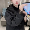 Autumn Temperament Lace Hooded Stitching Slim Windbreaker Coat Women Casual All-match Long Sleeve Elegant Ladies Outwear