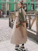 Trench Coat Women's Chic Splicing Color Block Lapel Double Breasted Long Windbreaker Belt Coat Spring 2DA1718