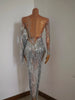 Sparkly Rhinestone Sequins Tassel Sexy Mesh See Through Dress Women Evening Birthday Party Nightclub Dance Singer Stage Outfit