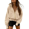 Solid Color Oversized Zipper Jacket for Women Spring Autumn Loose Versatile Hooded Sweatshirts Pocket Casual Hoodies Outerwear