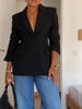 Elegant Shoulder Pad Slim Suit Jackets Women Solid Lapel Long Sleeved Jacket Female Spring Chic Daily Style Outwears Tops