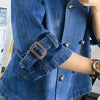 Denim Cape Coat Female Jacket Double Breasted Jackets Women Office Lady Windbreaker Denim Basic Coats Autumn Overcoat