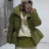 Glossy Stand‑Collar Drawstring Waist Back Zip‑Up Puffer Coat Winter Women Warm Padded Jacket Lady Cotton‑Padded Coat