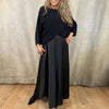 Cross Tops Patchwork Satin Dress Fake Two Piece Dresses Women Elegant O Neck Half Sleeve Loose Boho Long Dress Mujer