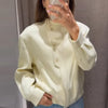 Women's Bomber Jacket Autumn Winter Button Oversized Outerwears Beige Long Sleeve Top Coats & Jackets Chic Coat