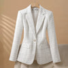 Autumn Winter Female Tweed Woolen Suit Outerwear Women Formal Blazer Ladies Long Sleeve Work Wear Jacket Coat