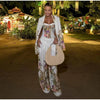 Women's Floral Print Three Piece Set Blazer Corset Top Wide Leg Pant Spring Lady Casual Daily Vacation Party Outfit