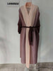 Gradient Pleated Trench Coat For Women Bat Sleeve Scarf Collar Long Windbreaker Female Clothing 2DA2148