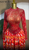 Women leaf Print patchwork smock Midi A-line Long Maxi Dress Elegant Evening Birthday Party Dresses Vestidos