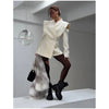 Chic Solid Waist Cinching Blazer Coat Women Wide Shoulder Split Sleeves Single Button Jacket Spring Lady Street Jackets