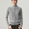 Autumn Women's Cardigan 100% Cashmere Knitted Sweater Chic Tops Female Causal Turtleneck Collar Loose Size Jacket Coat