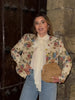Women Vintage Floral Print Jacket Long Sleeve Mandarin Collar Single Breasted Loose Cropped Straight Coats Autumn Casual Outfits