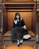Japanese Style Sweet Black Short Knit Cardigan Women Slim Fit Fake Two-Piece Turn-Down Collar Knit Jacket Lady Sweater