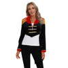 Womens Circus Ringmaster Costume Tuxedo Party Showman Tailcoat Blazer Stand Collar Fringed Shoulder Board Velvet Jacket Coat