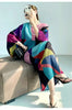 Pleated Batwing Sleeves Dress For Women's Autumn High End And Relaxed Print V-neck Holiday Dresses 17G1980