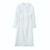 Elegant Chic Lace Maxi Dress White Cotton Autumn Spring Long Sleeve Women Dresses Loose Hollow Out Holiday Vestidos