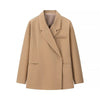 Casual Solid Women Blazer Coat Lapel Long Sleeve One Button Loose Outerwear Autumn Female Chic High Street Overcoat