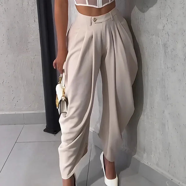 Fall Autumn OL Work Active Casual Street Solid Color Trouser Women High Waist Jogger Loose Long Harlen Pants