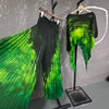 Niche Chic Printting Pleated Women's Two Pieces Set Irregular Pullover Top And Elastic Waist Wide Leg Pants 2DB3867