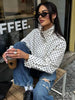Polka Dot Shorts Sets For Women Outfits Long Sleeve Zipper Turtleneck Jacket Coat Spring Woman Elegant 2 Piece Set