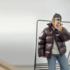 Chic Reflective Fabric Lace Up Hooded Cotton Jacket Women Stand Collar Full Sleeve Zipper Warm Overcoat Winter Lady Outwear