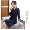 Autumn Women's Lapel Knee Length Sweater Dress Loose Temperament Solid Color Straight Knit Bottom Skirt