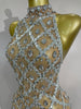 Stock Sparkly Diamonds Sequins Mesh Sheer Long Dress Women Celebrate Evening Birthday Party Sexy Nightclub Stage Costume
