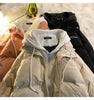 Korean Winter Leisure Cotton Clothes Women Parker coat Y2K Multi-functional Fake Two Pocket Zipper Down Jacket Thick Coat