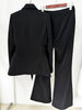High Street Designer Runway Women's Waistband Slim Fit Blazer Suit Pants Set 2pcs