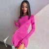 Women Spring Autumn Long Sleeve Knitted Streetwear Bodycon Short Mini Dress Items For Business