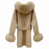 Woolen Coat Oversize Ladies Outerwear Winter Women Natural Fox Fur Collar Cuffs Jacket Hood Cashmere Wool
