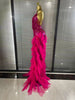 Sparkly Rhinestones Tassel Sheer Dress for Women Sexy V Neck Birthday Celebrate Event Outfit Singer Show Wear Photo Shoot Dress