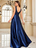 Elegant Sequins Evening Dress For Women Deep V-neck Satin Prom Party Green Dress Floor Length Blue Formal Gowns