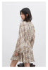 Women Dresses V Neck Loose Casual A Line Lace Up Long Sleeved Plaid Dress Puff Sleeve Spring Autumn