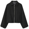 Women's Puffer Jacket Autumn Puff Beige Crop Coat Zip Up Oversized Jacket Plus Size Long Sleeve Tops Loose Outerwears