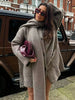 Women Elegant Knitted Cardigan Coats With Scarf Single Breasted Long Sleeve Jackets High Street Lady Chic Outerwear