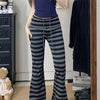 Y2K Streetwear Japanese Harajuku 2000s Korean Pants High Street Women Low Waisted Striped Long Trousers Flare Pants