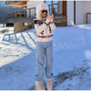 Contrast Skiing Jacquard Sweater For Women Elegant Long Sleeve Zipper Knitted Cardigan Jackets Street Lady Chic Outerwear