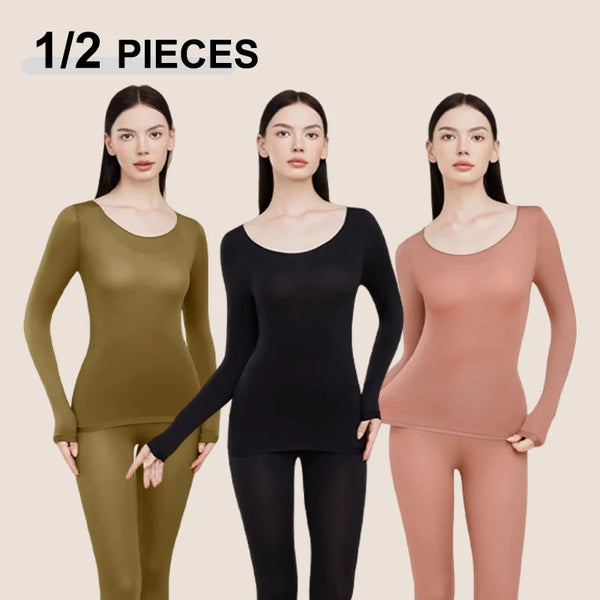 Seamless Thermal Underwear Women Sexy Ladies Autumn Winter Bottoming Shirt Trousers Female Single Layer Thermal Shaping Clothes