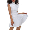 Women Metallic Shiny Dress Holographic Solid Color Turtleneck Pleated Dress Carnival Costume Gold Silver Rave Dress Outfits