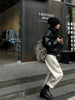 Women Casual Loose Pockets Woolen Suit Pants Autumn Winter High Waist Thicken Korean Ladies Solid Harem Trousers WP49