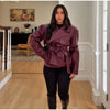 Street Women's Lace Up Leather Jacket Loose Solid Lapel Long Sleeve Belt Jackets Female Spring Lady Vintage Outwears