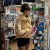 Brown Deer Print Faux Fur Coat Women Y2k Zip‑up Full Sleeves Warm Fluffy Short Jacket Winter Street Party Casual Coats