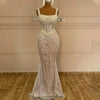Customized Prom Gowns Column Beading Pearls Gown Square Aristocratic Style Mermaid Evening Dresses Women