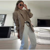 Side Button Ruffle Blazer Detachable Ruffle Cuff Jacket Stand Collar Spring Office Retro Edgy Casual Women Blazer