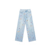 Winter Y2k Pants For Women American Embroidered Flared Jeans Thick Fleece Lined High Waist Loose Fit Denim Trousers