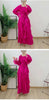 Ruffles Pleated Dress Women Round Neck Flare Sleeves Solid Maxi Belt Dresses Party Spring 2AA1502