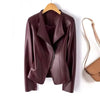Leather Jacket Women's Short Slim Sheepskin Coat Spring Autumn Leather Jacket Long Sleeve Lapel Zipper Outwear