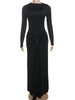 Elegant Long Sleeve Ruched Sexy Maxi Dress Women Gown Autumn Draped Bodycon Long Dresses Female Clothing